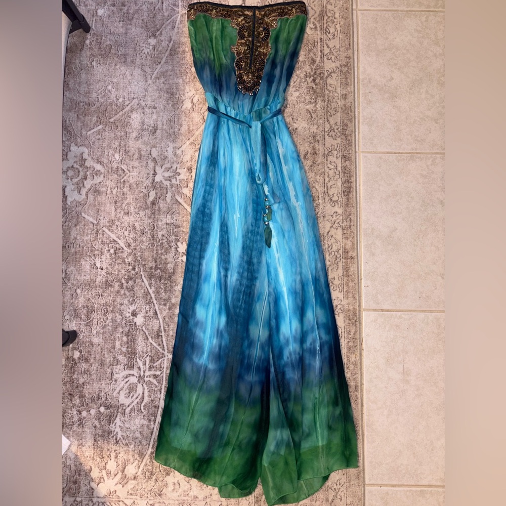 Va Va Voom Vintage Tie Dye Embellished Boho Jumpsuit Small
